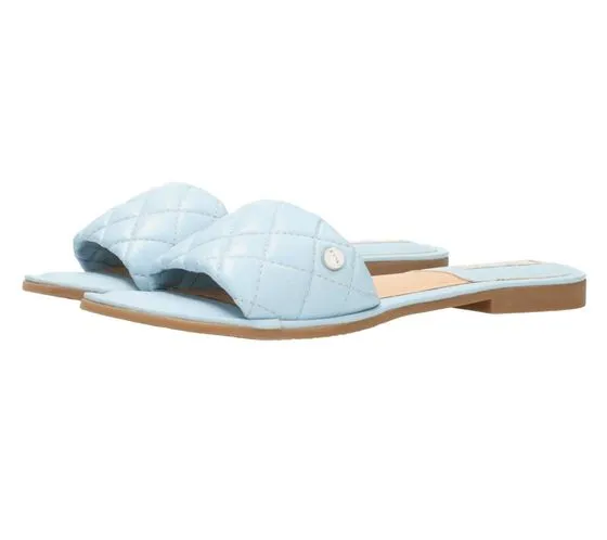 MEXX Chaussures en cuir véritable pour femme au look matelassé, mules d'été, chaussures à enfiler MXCY007501W bleu clair