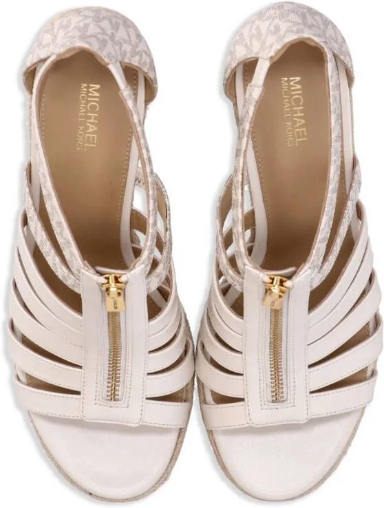 Michael Kors Jilly logo-lettering metallic-effect wedge sandals Gold
