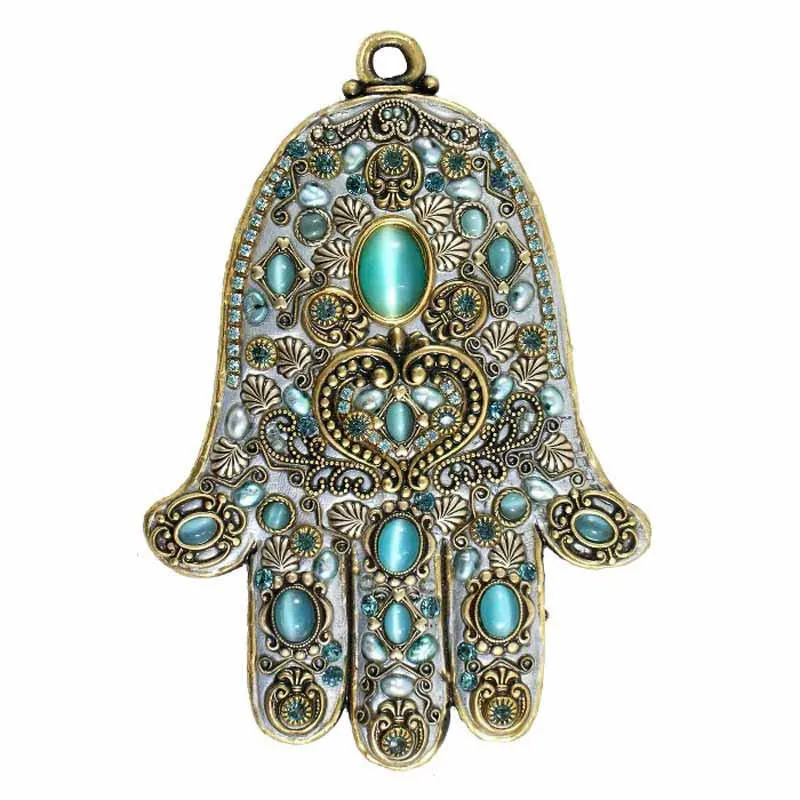 Michal Golan Ornate Blue Mosaic Wall Hamsa