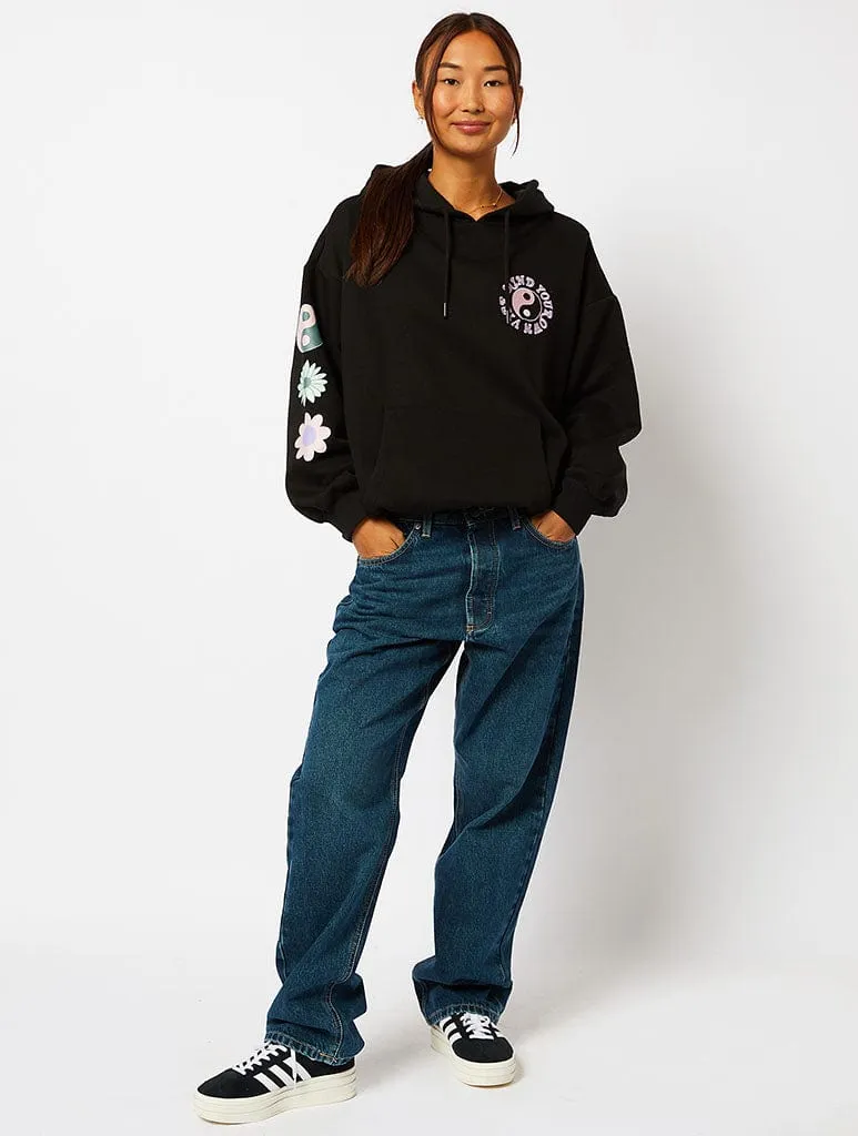 Mind Your Own Vibe Hoodie in Black