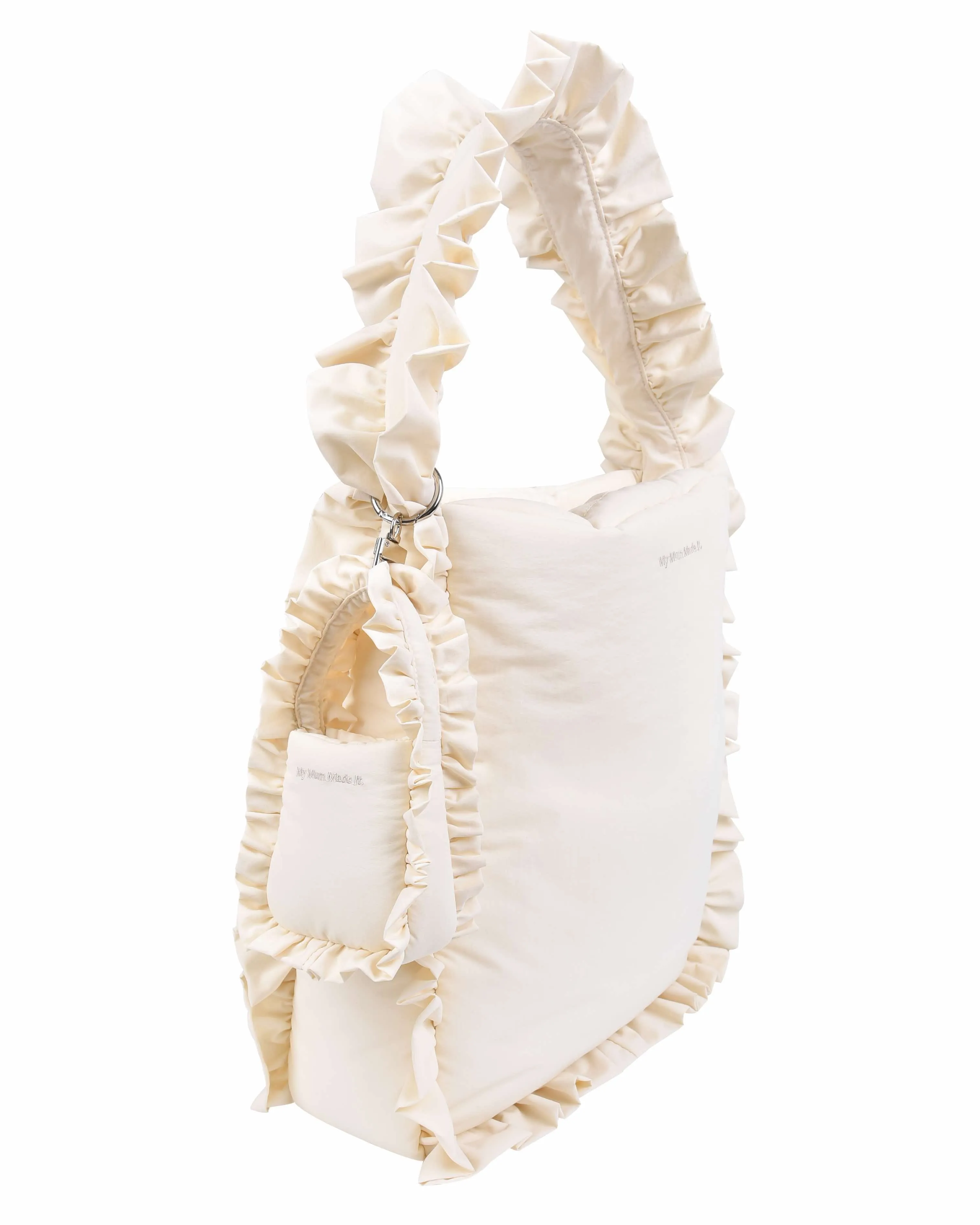 Mini Pillow Tote Keychain - Cream Frill