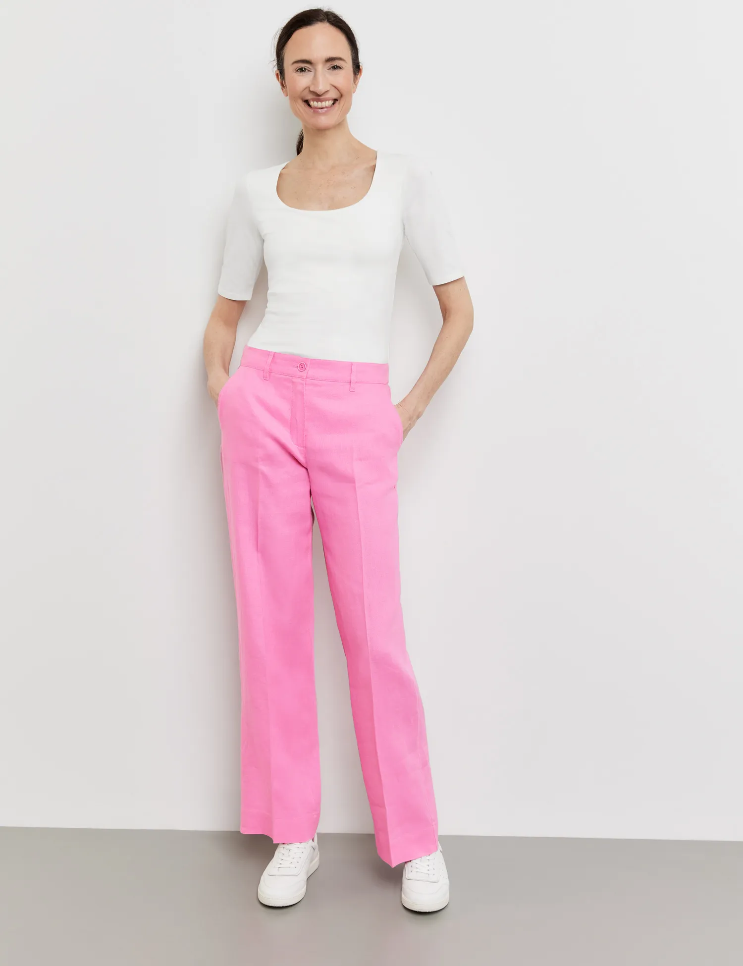 MIR꞉JA WIDE LEG linen trousers with an elasticated waistband