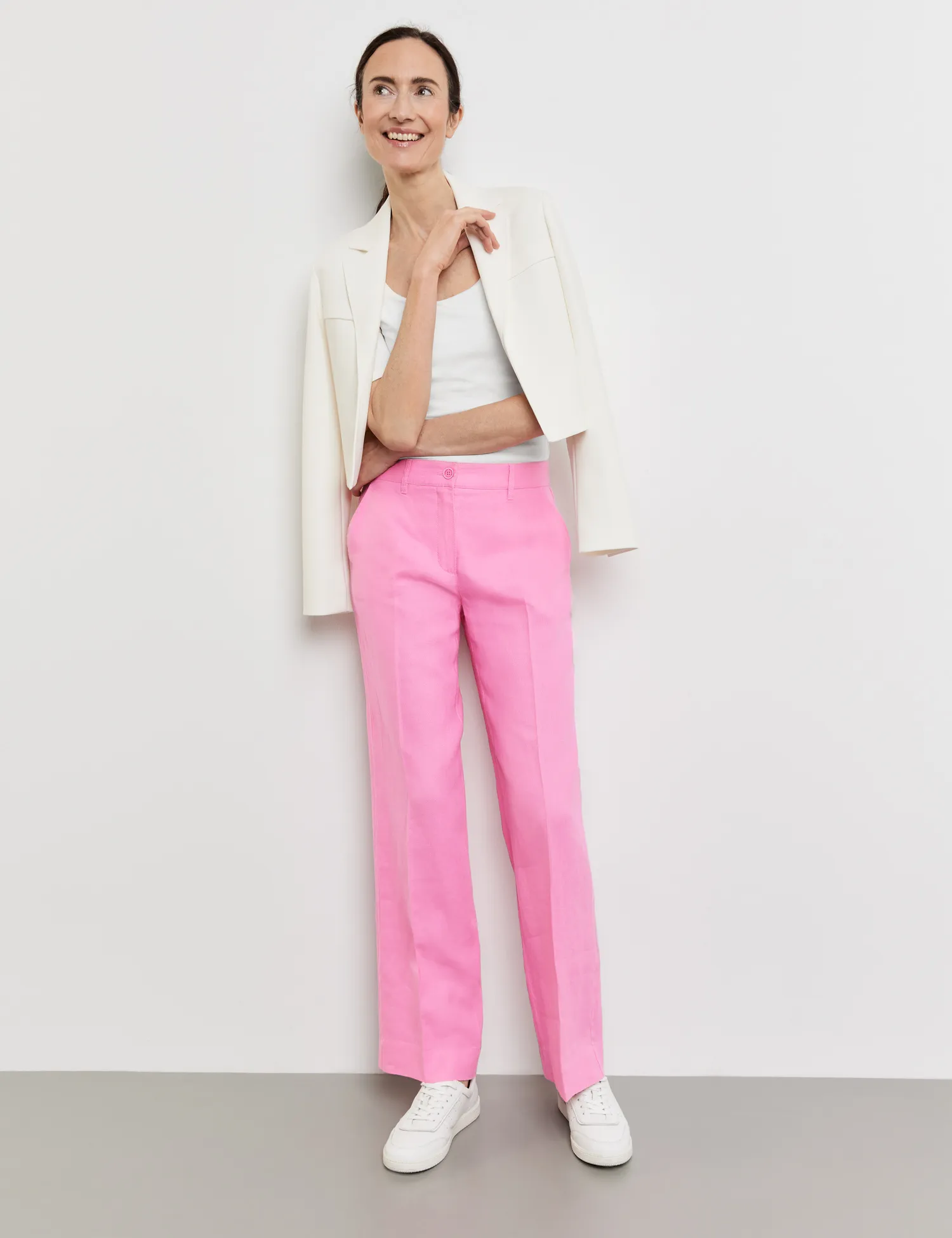 MIR꞉JA WIDE LEG linen trousers with an elasticated waistband