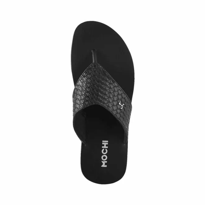 Mochi Men Black Casual Slippers