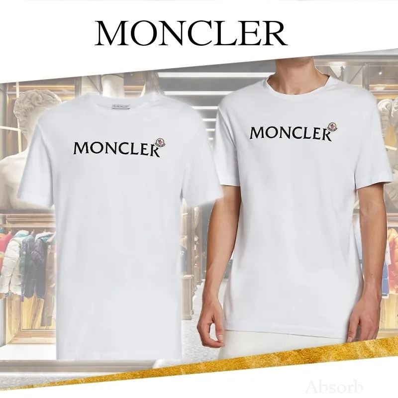 MONCLER  |Crew Neck Street Style Plain Cotton Short Sleeves Logo