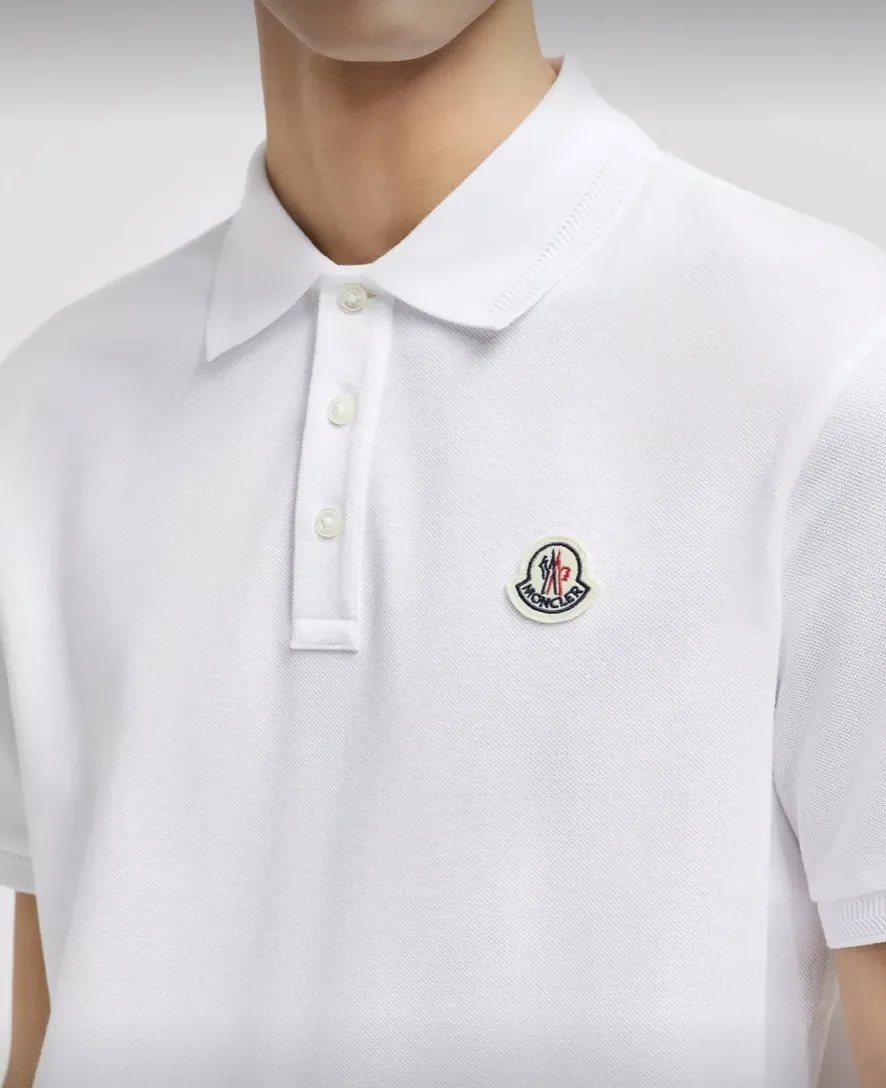 MONCLER  |Plain Cotton Short Sleeves Logo Polos