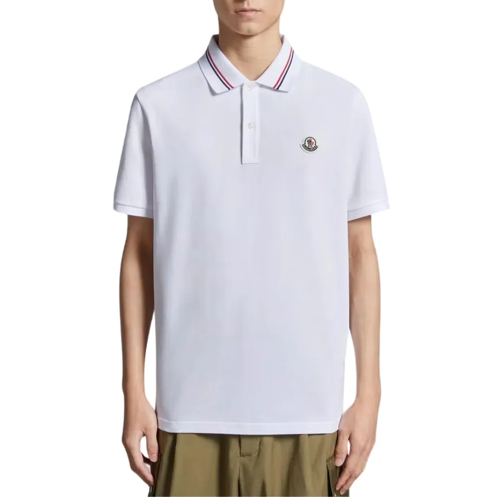 MONCLER  |Street Style Plain Cotton Short Sleeves Logo Polos