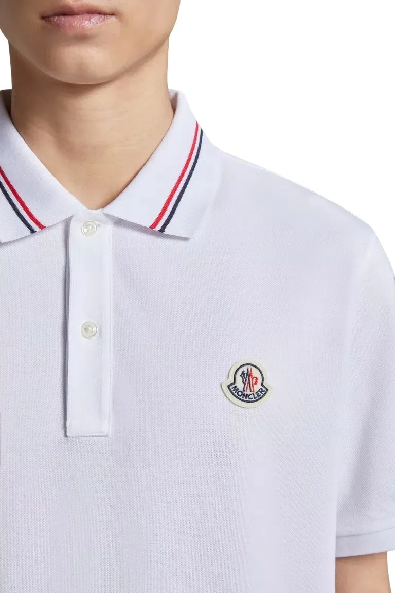 MONCLER  |Street Style Plain Cotton Short Sleeves Logo Polos