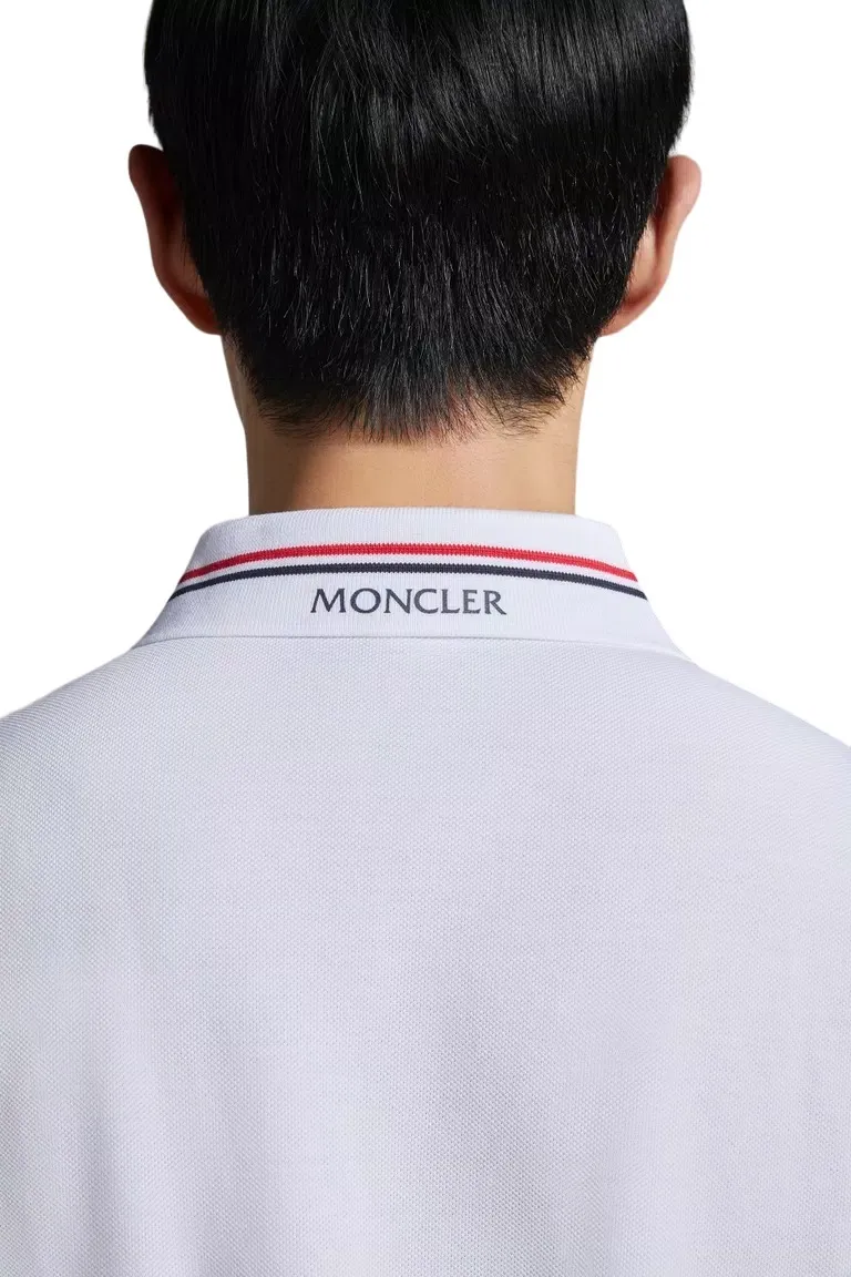 MONCLER  |Street Style Plain Cotton Short Sleeves Logo Polos