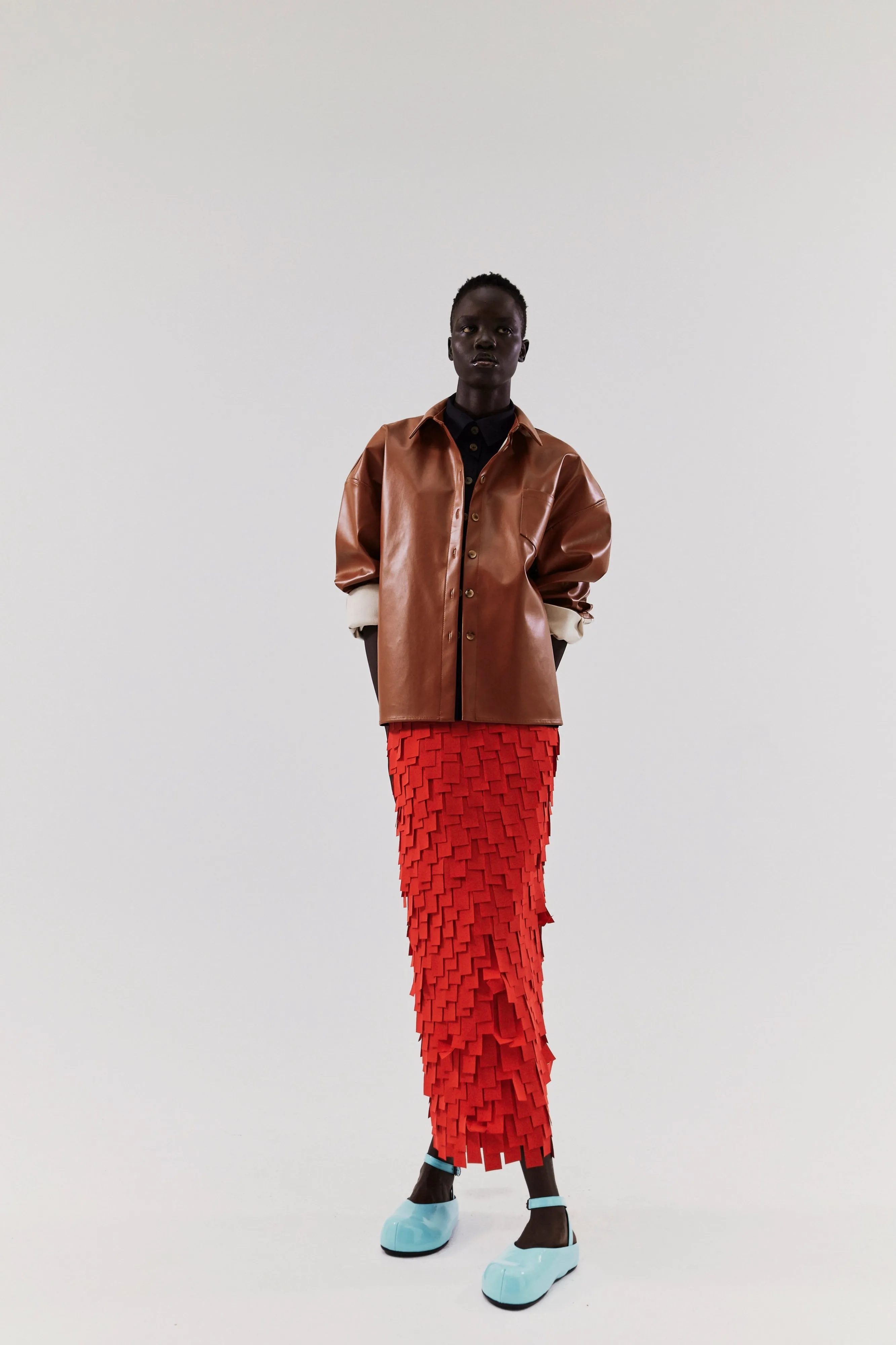 Multi Rectangle Skirt Red      