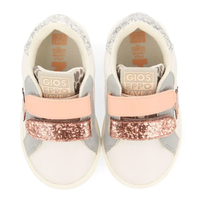 Natercia babies white sneakers with glittery details andastel colours