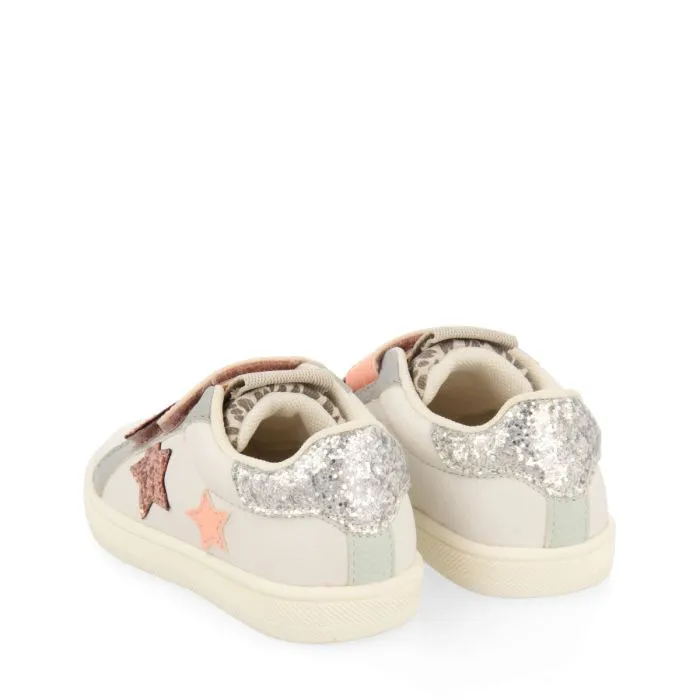 Natercia babies white sneakers with glittery details andastel colours