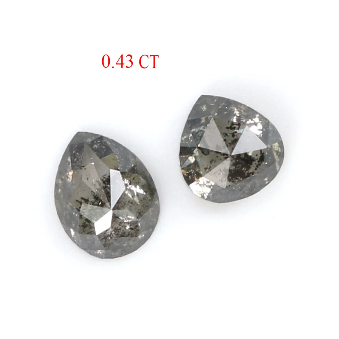 Natural Loose Pear Salt And Pepper Diamond Black Grey Color 0.43 CT 3.85 MM Pear Shape Rose Cut Diamond KR2478