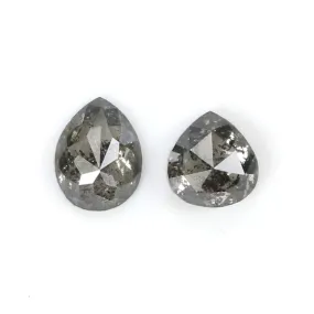 Natural Loose Pear Salt And Pepper Diamond Black Grey Color 0.43 CT 3.85 MM Pear Shape Rose Cut Diamond KR2478