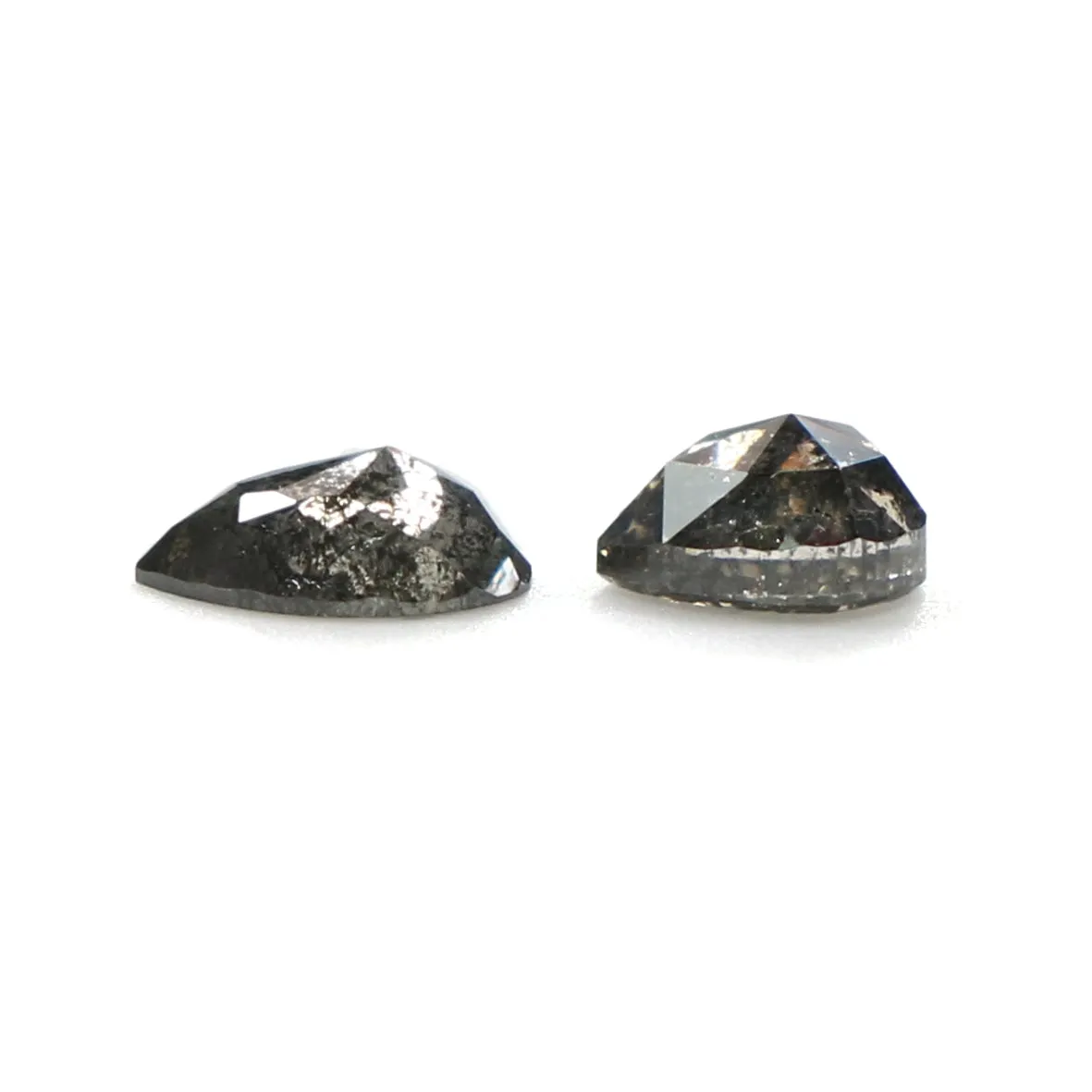 Natural Loose Pear Salt And Pepper Diamond Black Grey Color 0.43 CT 3.85 MM Pear Shape Rose Cut Diamond KR2478