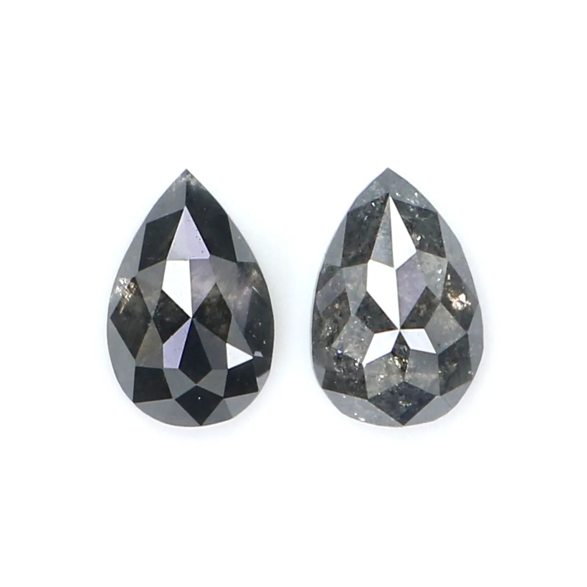 Natural Loose Pear Salt And Pepper Diamond Black Grey Color 0.67 CT 5.57 MM Pear Shape Rose Cut Diamond L2455