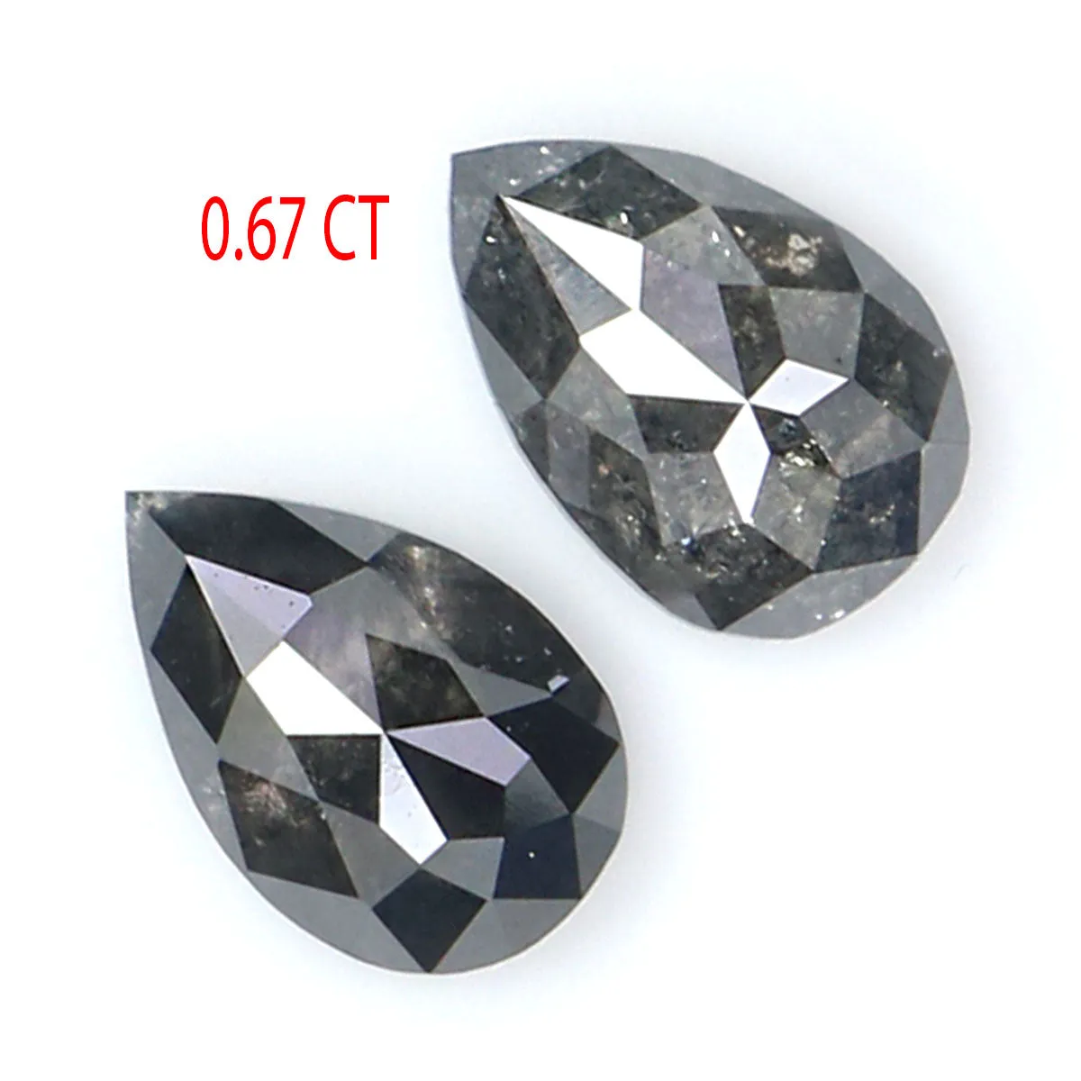 Natural Loose Pear Salt And Pepper Diamond Black Grey Color 0.67 CT 5.57 MM Pear Shape Rose Cut Diamond L2455