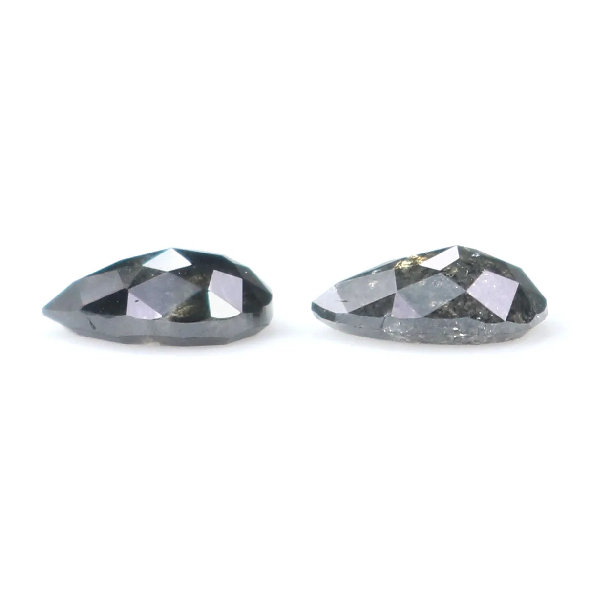 Natural Loose Pear Salt And Pepper Diamond Black Grey Color 0.67 CT 5.57 MM Pear Shape Rose Cut Diamond L2455