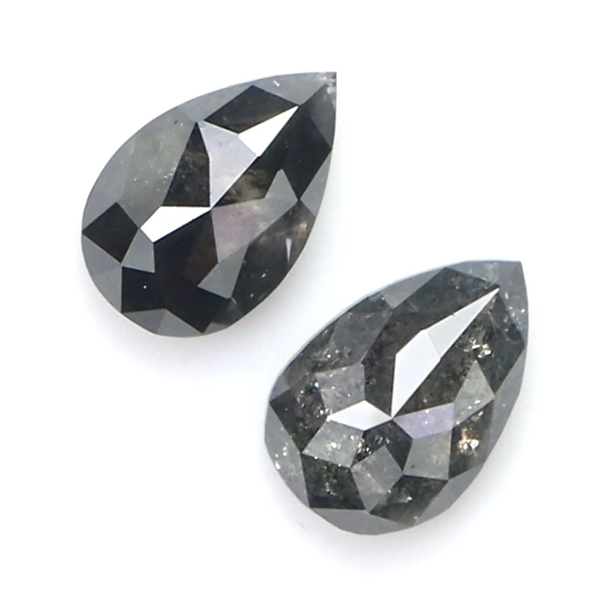 Natural Loose Pear Salt And Pepper Diamond Black Grey Color 0.67 CT 5.57 MM Pear Shape Rose Cut Diamond L2455