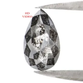 Natural Loose Pear Salt And Pepper Diamond Black Grey Color 0.77 CT 7.40 MM Pear Shape Rose Cut Diamond L1912