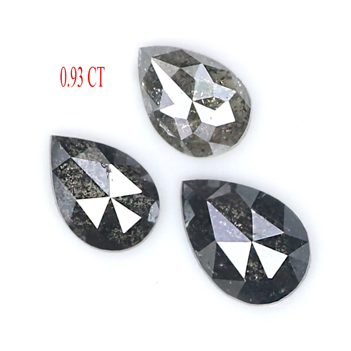 Natural Loose Pear Salt And Pepper Diamond Black Grey Color 0.93 CT 5.26 MM Pear Shape Rose Cut Diamond L1998