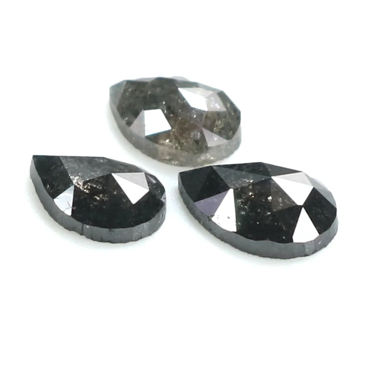 Natural Loose Pear Salt And Pepper Diamond Black Grey Color 0.93 CT 5.26 MM Pear Shape Rose Cut Diamond L1998