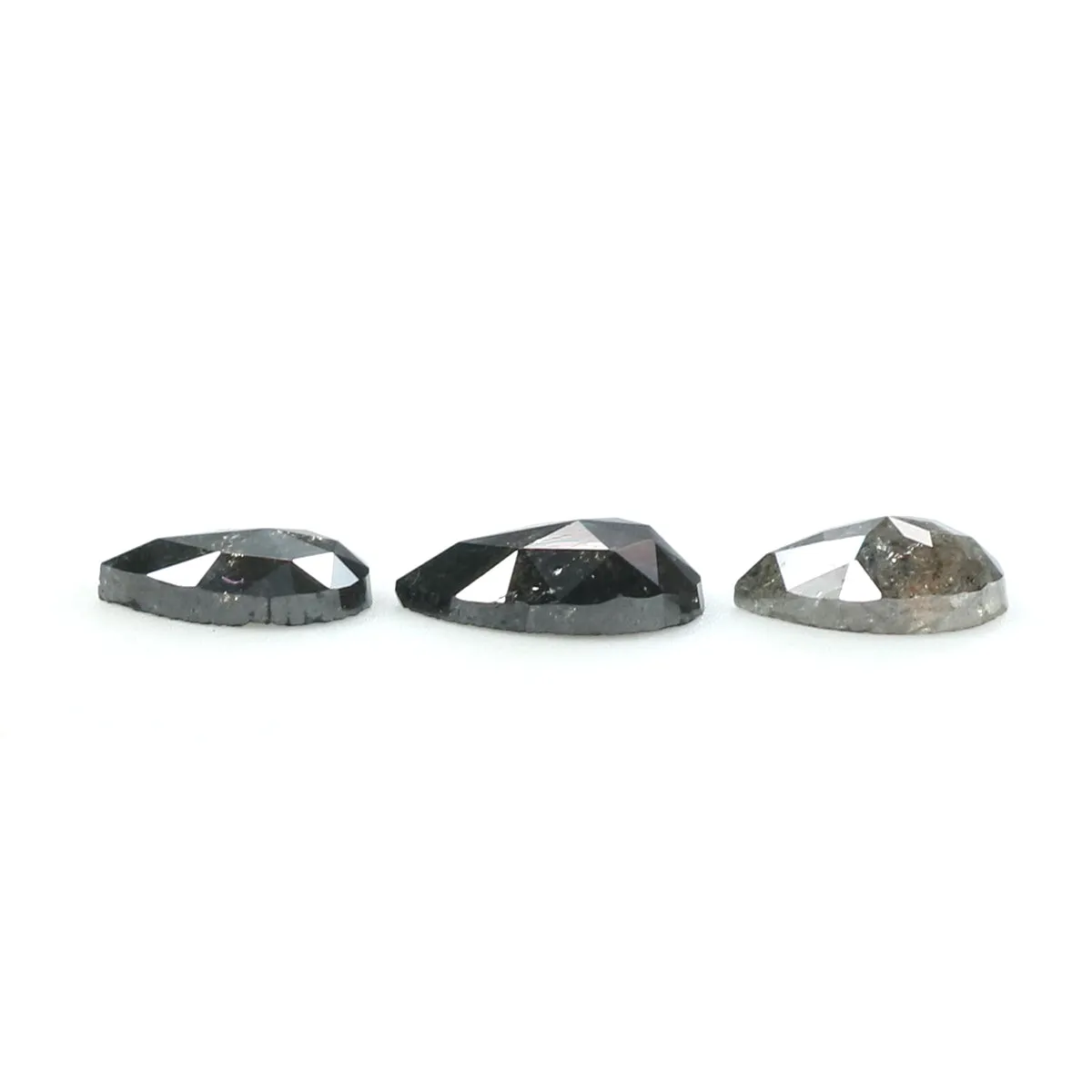 Natural Loose Pear Salt And Pepper Diamond Black Grey Color 0.93 CT 5.26 MM Pear Shape Rose Cut Diamond L1998