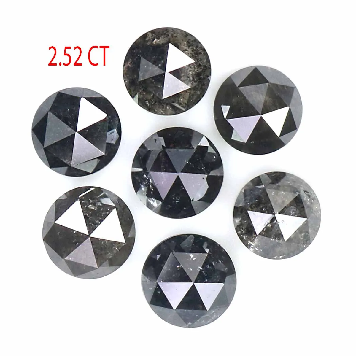 Natural Loose Rose Cut Salt And Pepper Diamond Black Grey Color 2.52 CT 4.19 MM Rose Cut Shape Diamond L2377