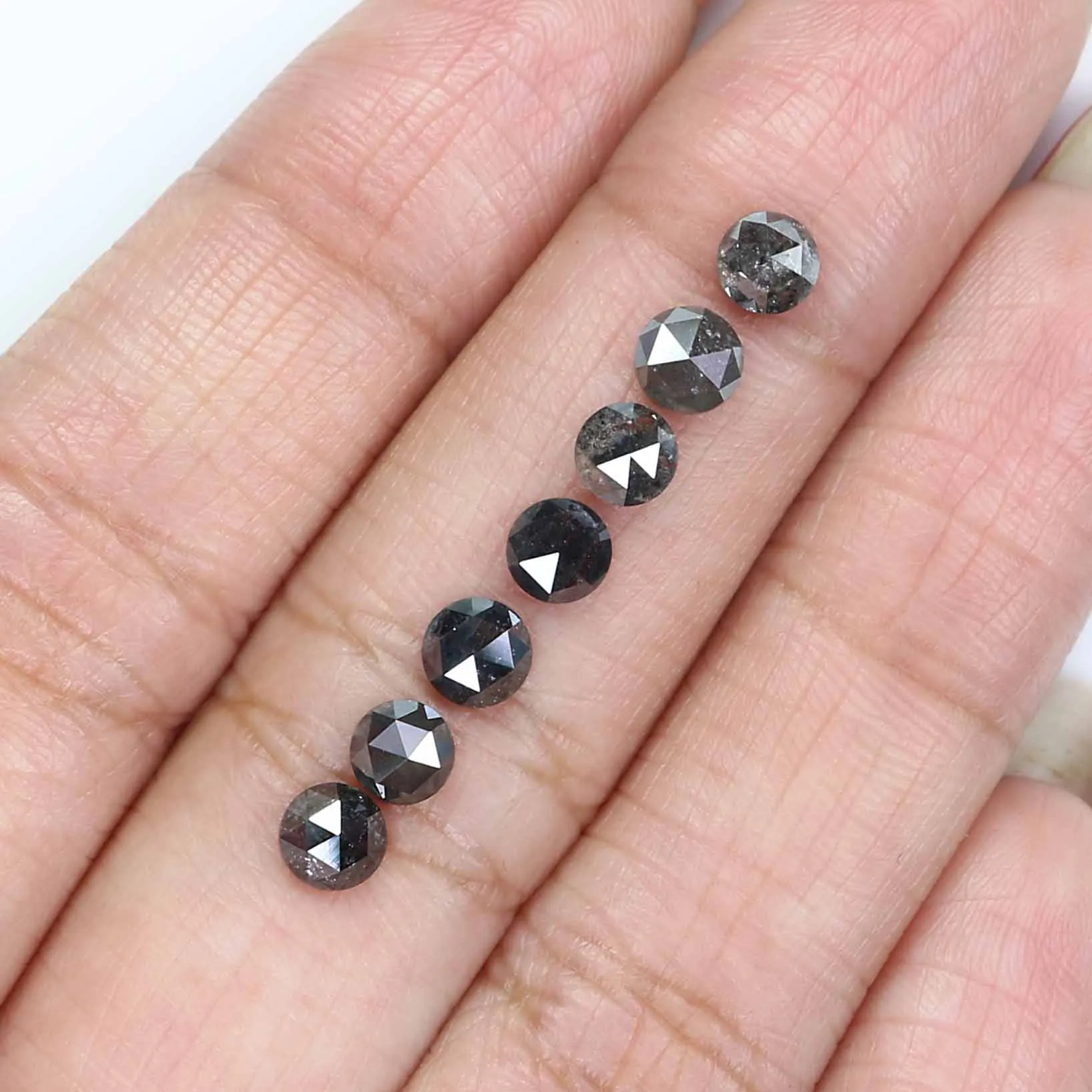 Natural Loose Rose Cut Salt And Pepper Diamond Black Grey Color 2.52 CT 4.19 MM Rose Cut Shape Diamond L2377