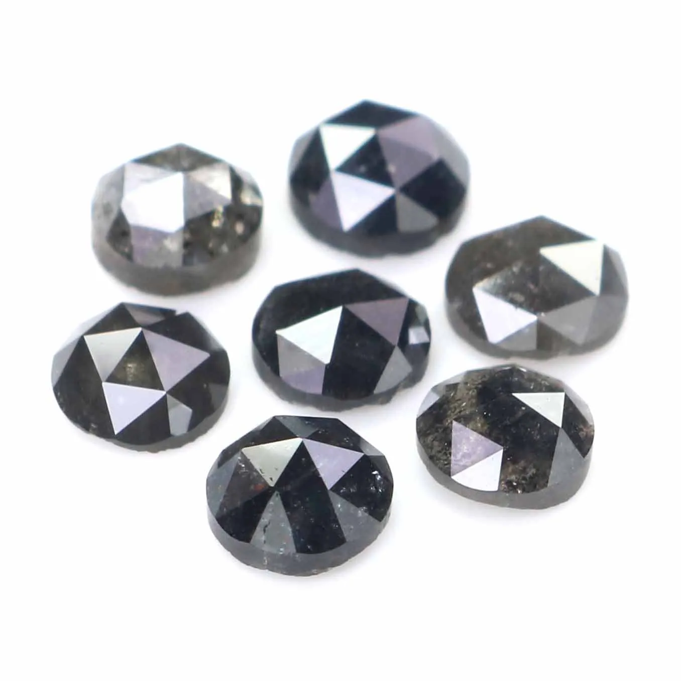 Natural Loose Rose Cut Salt And Pepper Diamond Black Grey Color 2.52 CT 4.19 MM Rose Cut Shape Diamond L2377