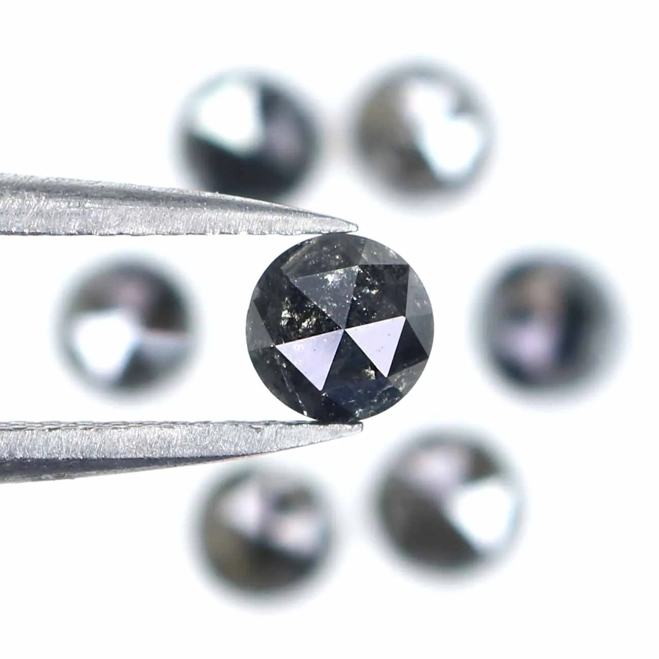 Natural Loose Rose Cut Salt And Pepper Diamond Black Grey Color 2.52 CT 4.19 MM Rose Cut Shape Diamond L2377