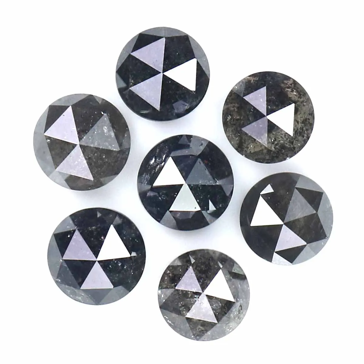 Natural Loose Rose Cut Salt And Pepper Diamond Black Grey Color 2.52 CT 4.19 MM Rose Cut Shape Diamond L2377