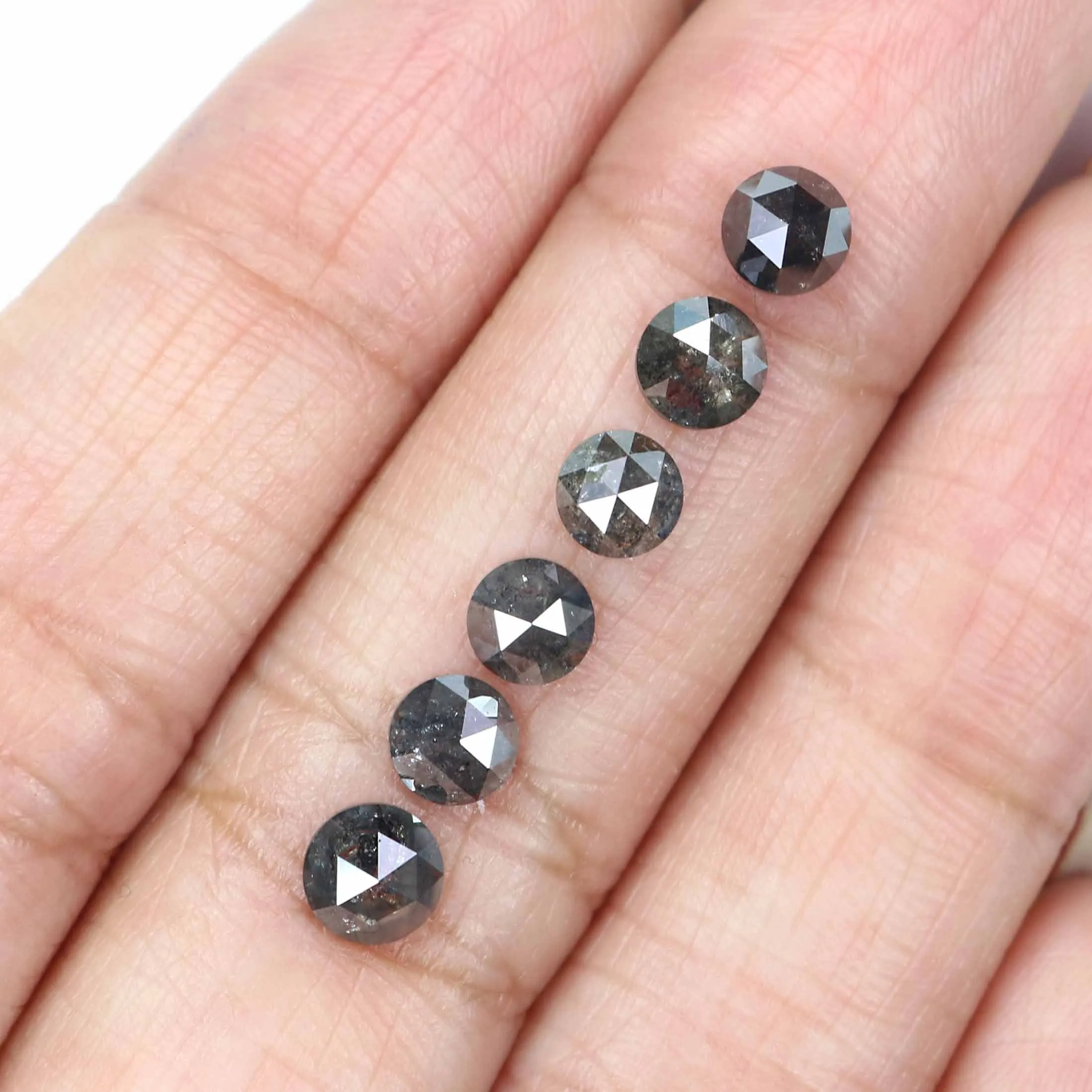 Natural Loose Rose Cut Salt And Pepper Diamond Black Grey Color 2.73 CT 4.50 MM Rose Cut Shape Diamond L2378