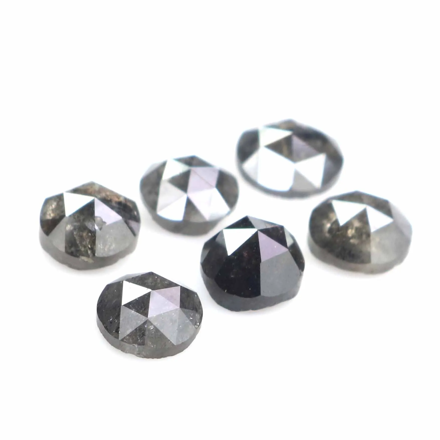 Natural Loose Rose Cut Salt And Pepper Diamond Black Grey Color 2.73 CT 4.50 MM Rose Cut Shape Diamond L2378