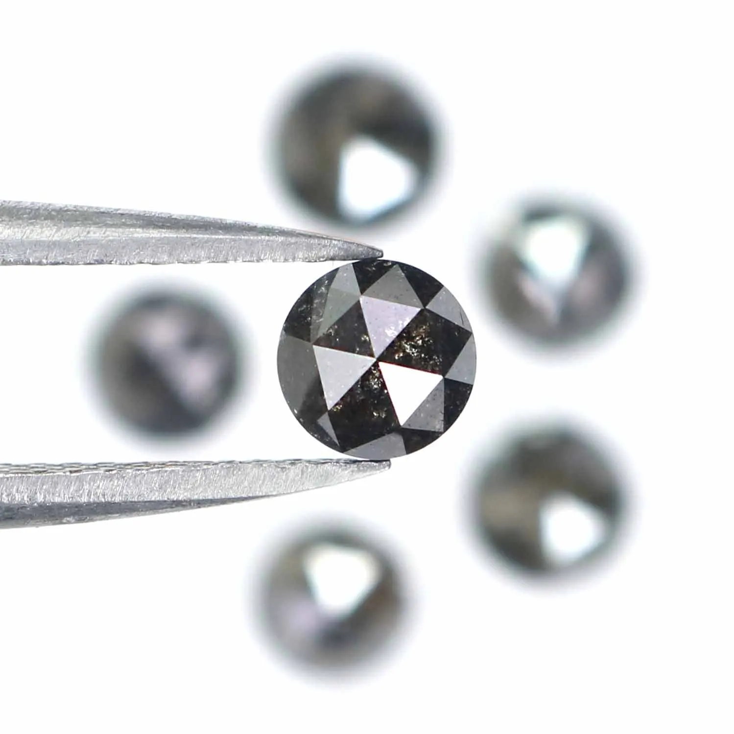 Natural Loose Rose Cut Salt And Pepper Diamond Black Grey Color 2.73 CT 4.50 MM Rose Cut Shape Diamond L2378