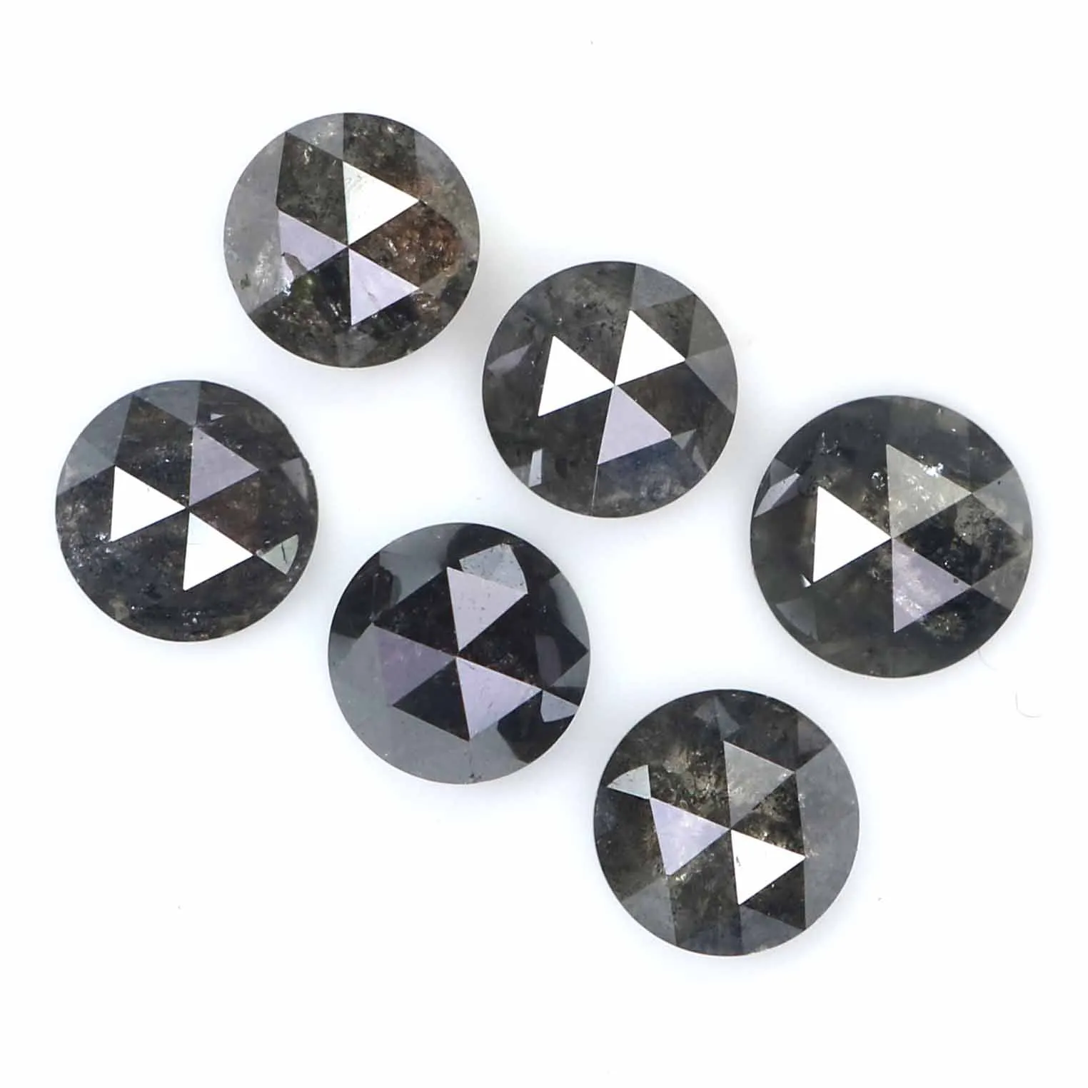 Natural Loose Rose Cut Salt And Pepper Diamond Black Grey Color 2.73 CT 4.50 MM Rose Cut Shape Diamond L2378