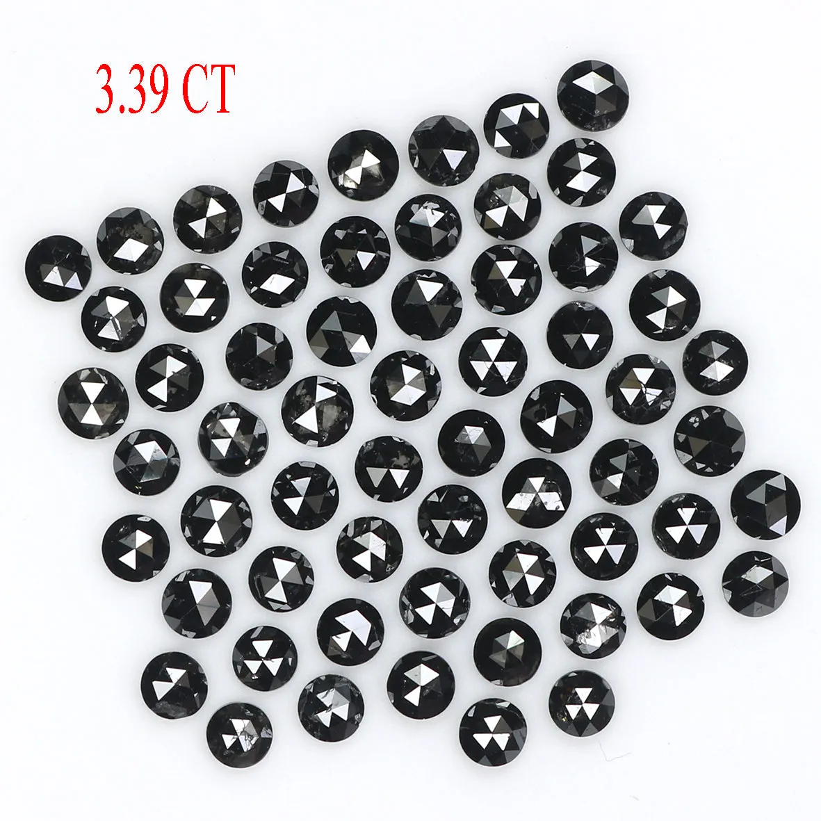 Natural Loose Round Rose Cut Black Color Diamond 3.39 CT 2.30 MM Rose Cut Shape Diamond L1799