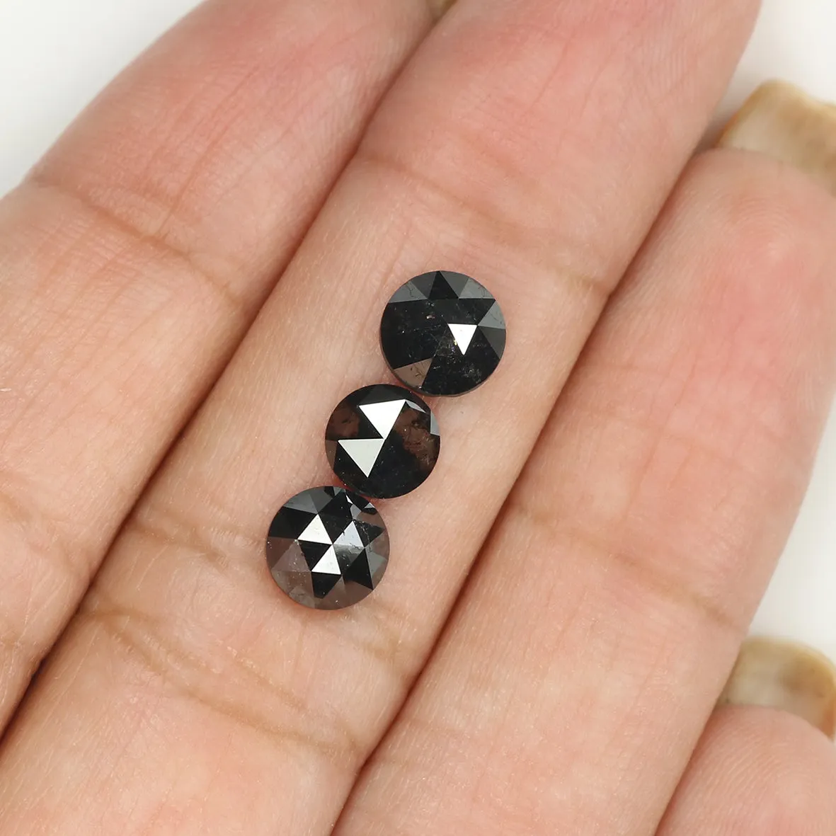 Natural Loose Round Rose Cut Diamond Black Color 1.98 CT 5.40 MM Rose Cut Shape Diamond L1748