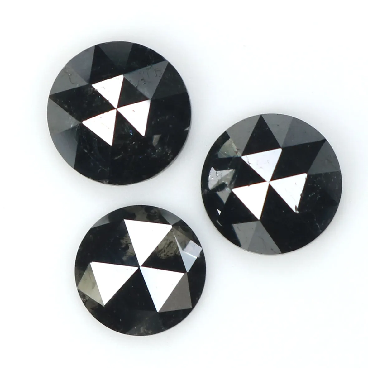 Natural Loose Round Rose Cut Diamond Black Color 1.98 CT 5.40 MM Rose Cut Shape Diamond L1748