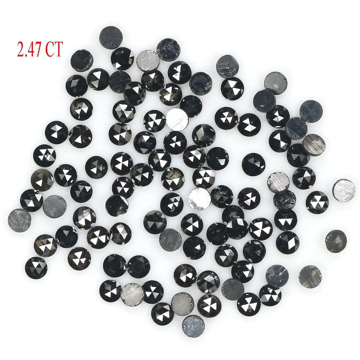 Natural Loose Round Rose Cut Diamond Black Color 2.47 CT 1.80 MM Rose Cut Shape Diamond L1876