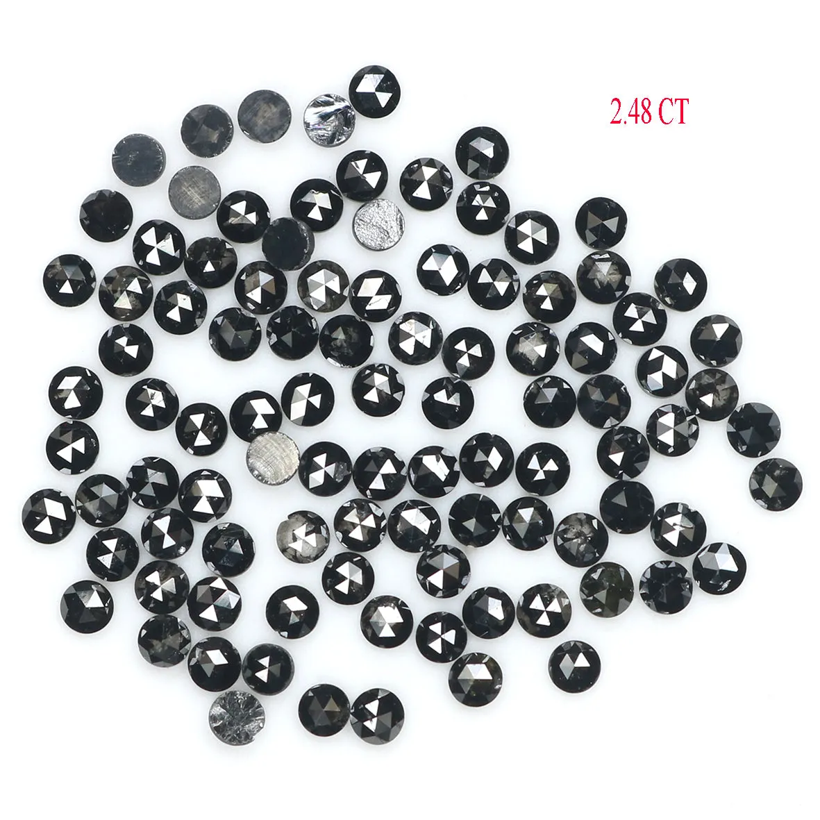 Natural Loose Round Rose Cut Diamond Black Color 2.48 CT 1.80 MM Rose Cut Shape Diamond L1880