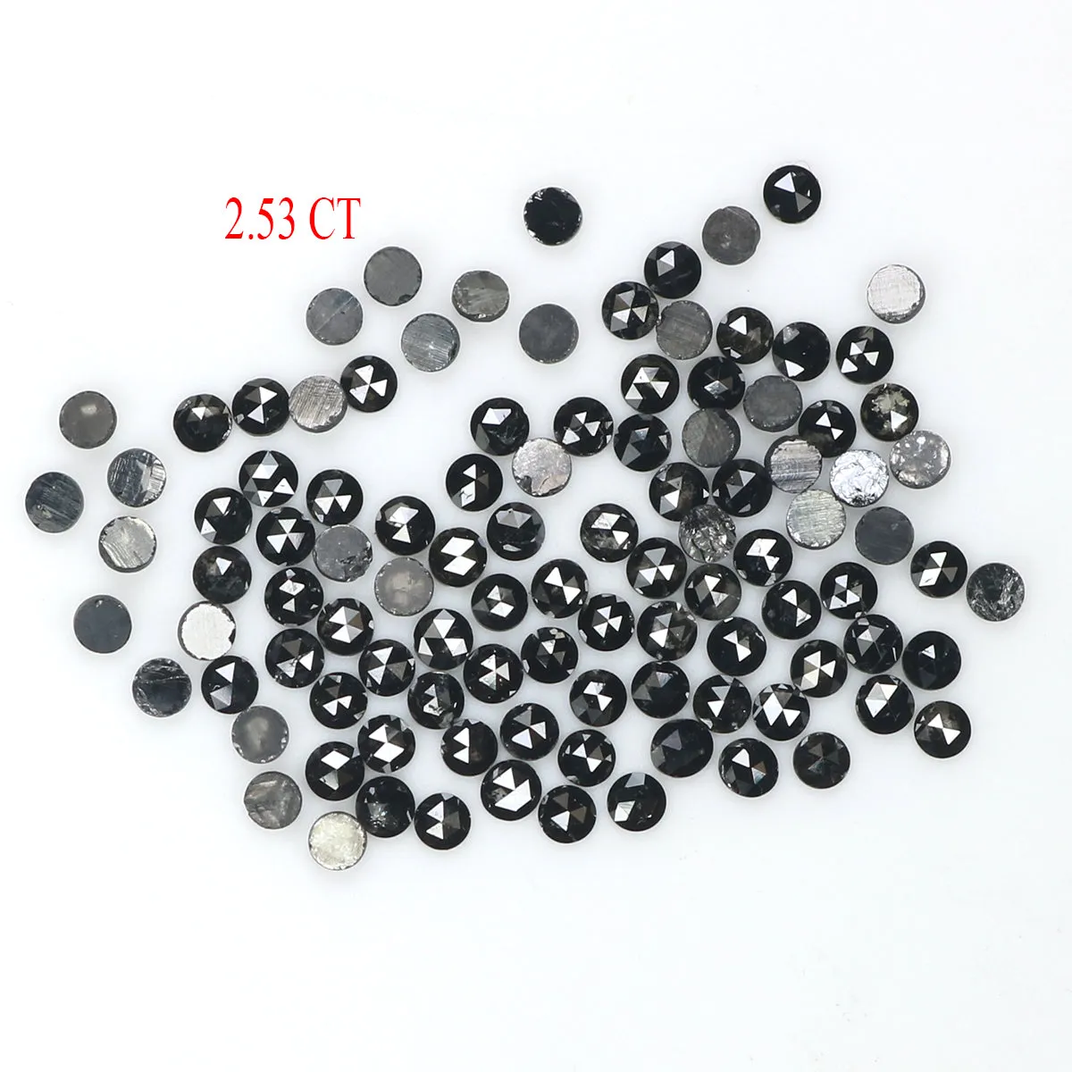 Natural Loose Round Rose Cut Diamond Black Color 2.53 CT 1.80 MM Rose Cut Shape Diamond L1870