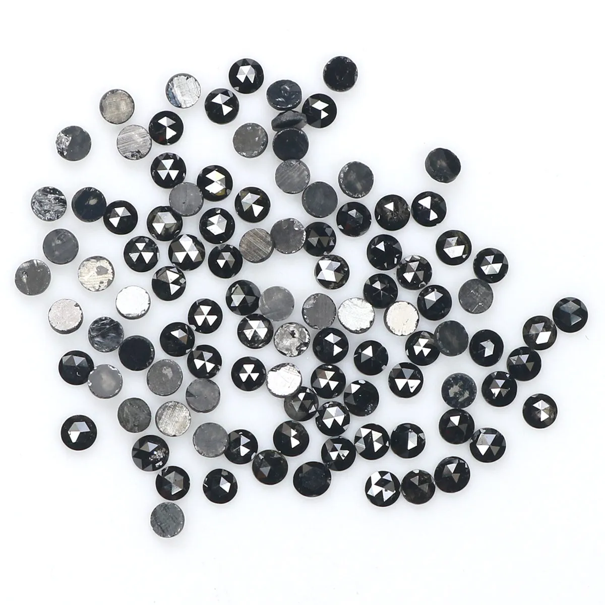 Natural Loose Round Rose Cut Diamond Black Color 2.53 CT 1.80 MM Rose Cut Shape Diamond L1870