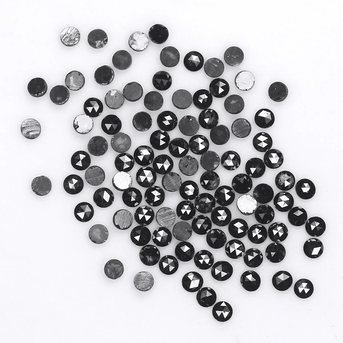 Natural Loose Round Rose Cut Diamond Black Color 2.53 CT 1.80 MM Rose Cut Shape Diamond L1870