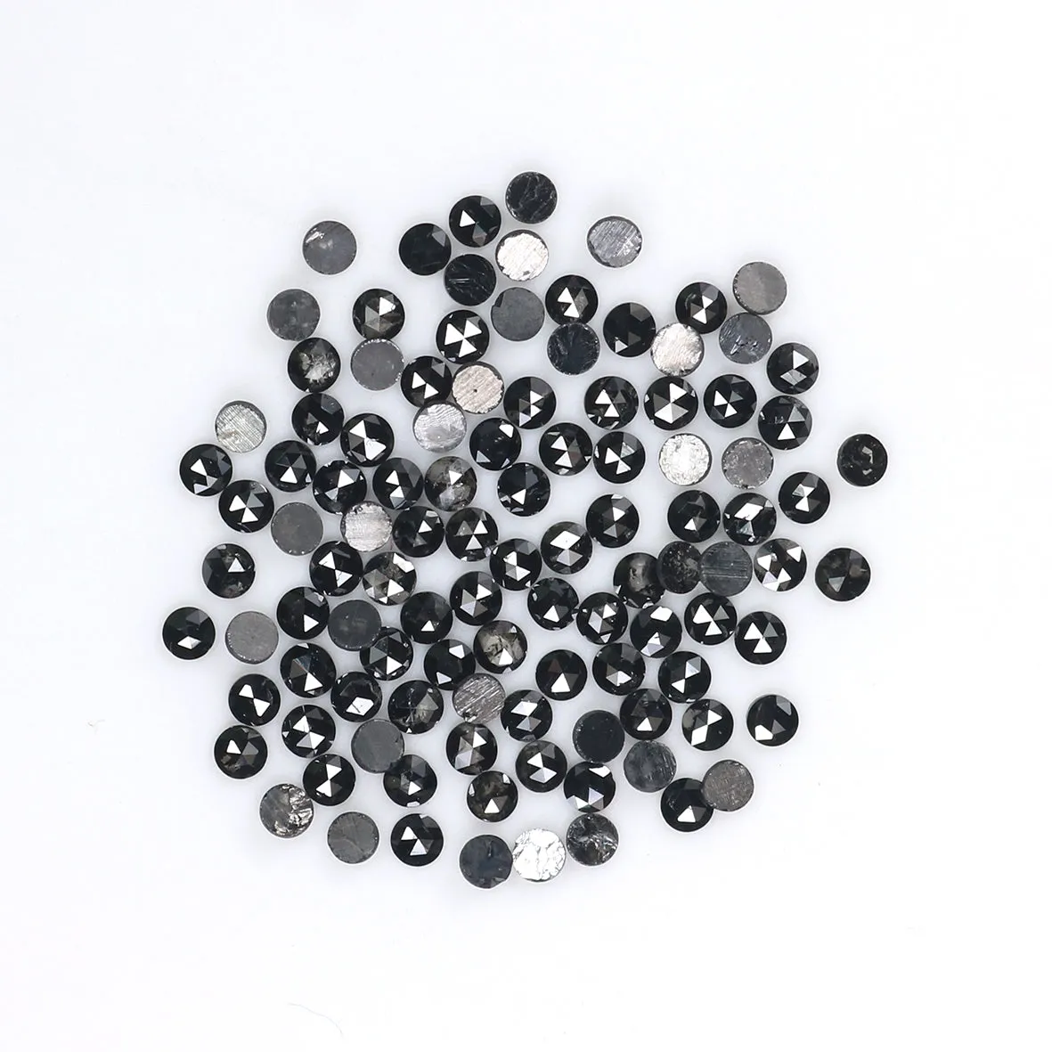 Natural Loose Round Rose Cut Diamond Black Color 2.54 CT 1.80 MM Rose Cut Shape Diamond L1869