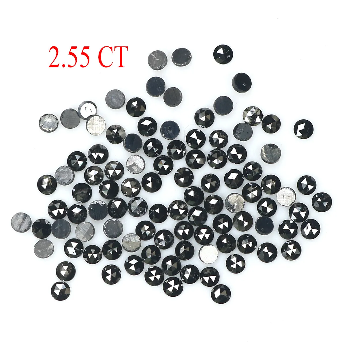 Natural Loose Round Rose Cut Diamond Black Color 2.55 CT 1.80 MM Rose Cut Shape Diamond L1877