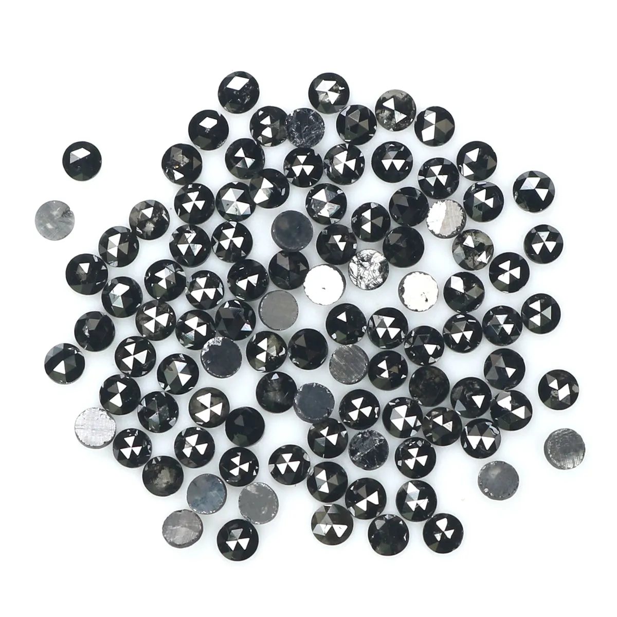 Natural Loose Round Rose Cut Diamond Black Color 2.55 CT 1.80 MM Rose Cut Shape Diamond L1877