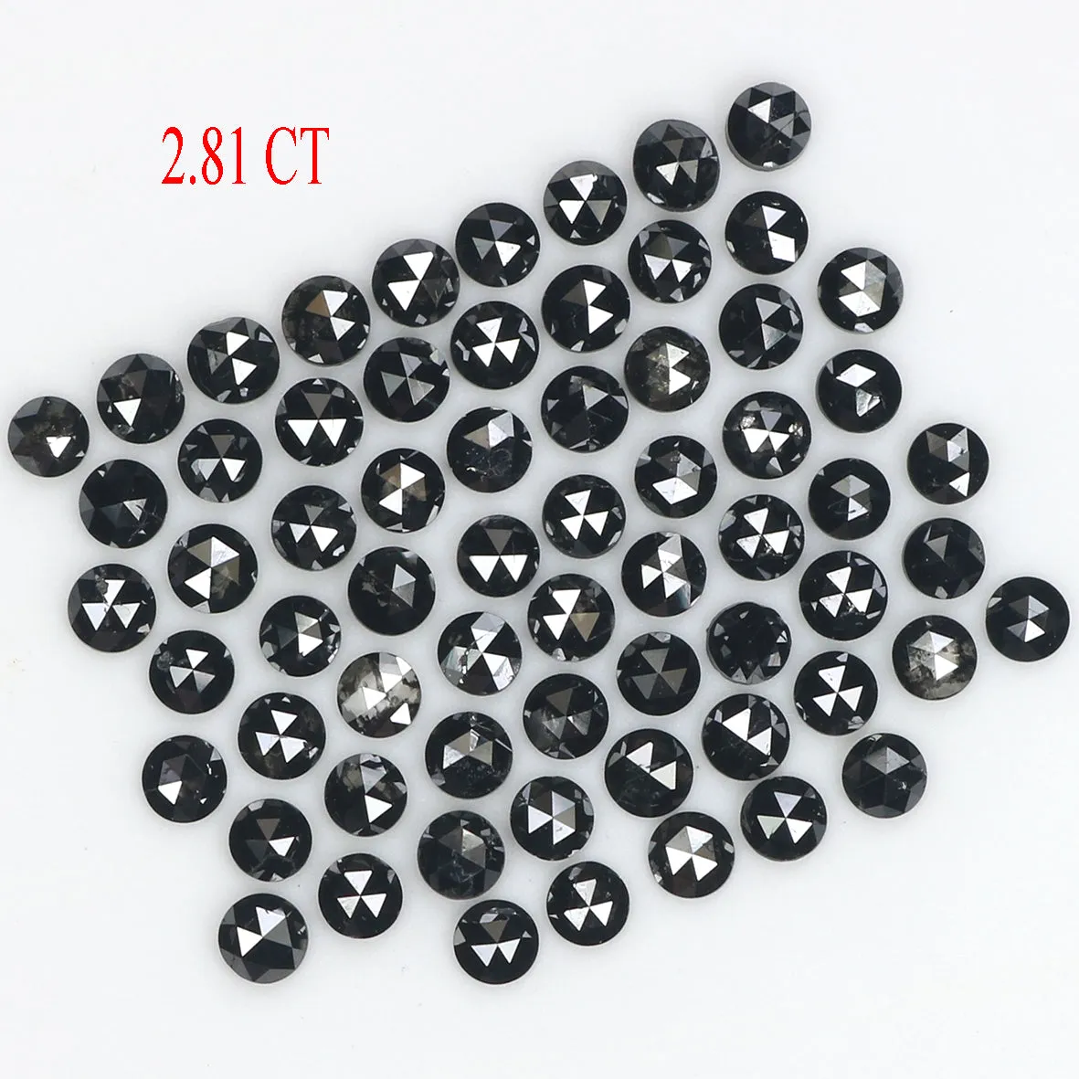 Natural Loose Round Rose Cut Diamond Black Color 2.81 CT 2.10 MM Rose Cut Shape Diamond L1855