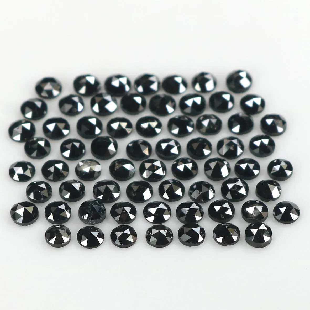 Natural Loose Round Rose Cut Diamond Black Color 2.81 CT 2.10 MM Rose Cut Shape Diamond L1855