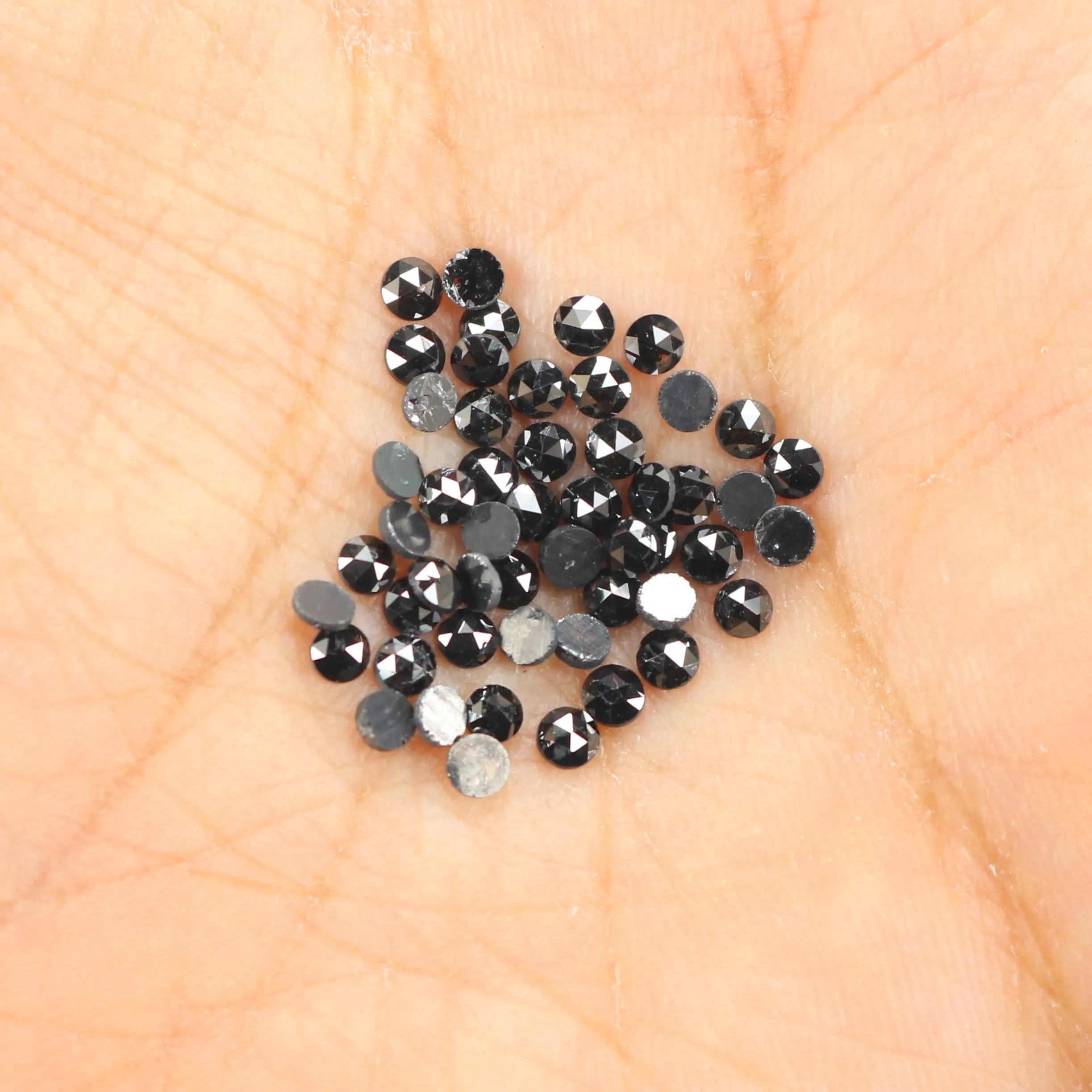 Natural Loose Round Rose Cut Diamond Black Color 2.88 CT 2.30 MM Rose Cut Shape Diamond L1813